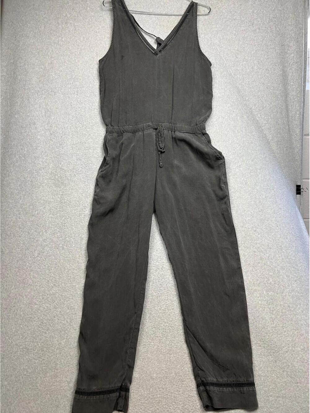 Cloth & Stone Deep V-Neck Sleeveless Jumpsuit Women's Charcoal Size S Boho Chic